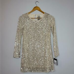 New Art Class Girls Sequin Long Sleeve Dress Large (10/12)